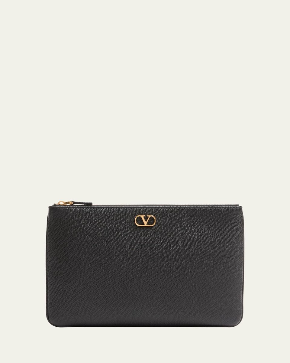 Medium VLOGO Leather Flat Pouch Bag
